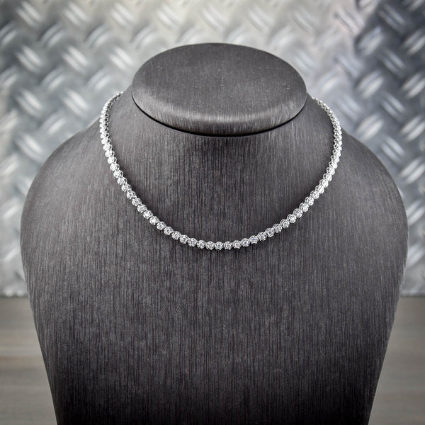 18ct White Gold Diamond Tennis Necklace - 4.75ct