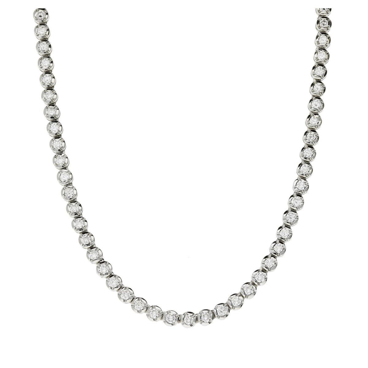 18ct White Gold Diamond Tennis Necklace - 4.75ct