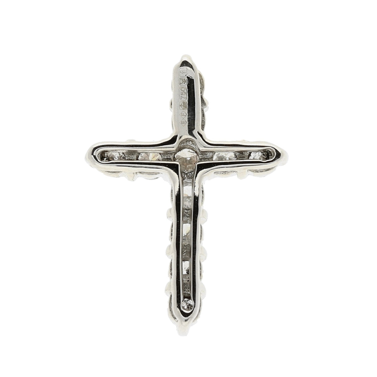 18ct White Gold Small Diamond Cross - 0.66ct