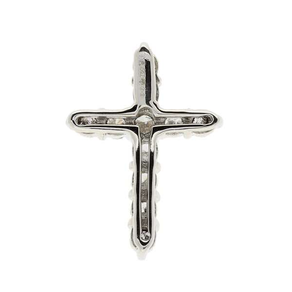 18ct White Gold Small Diamond Cross - 0.66ct