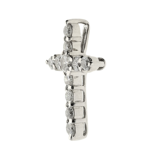 18ct White Gold Small Diamond Cross - 0.66ct