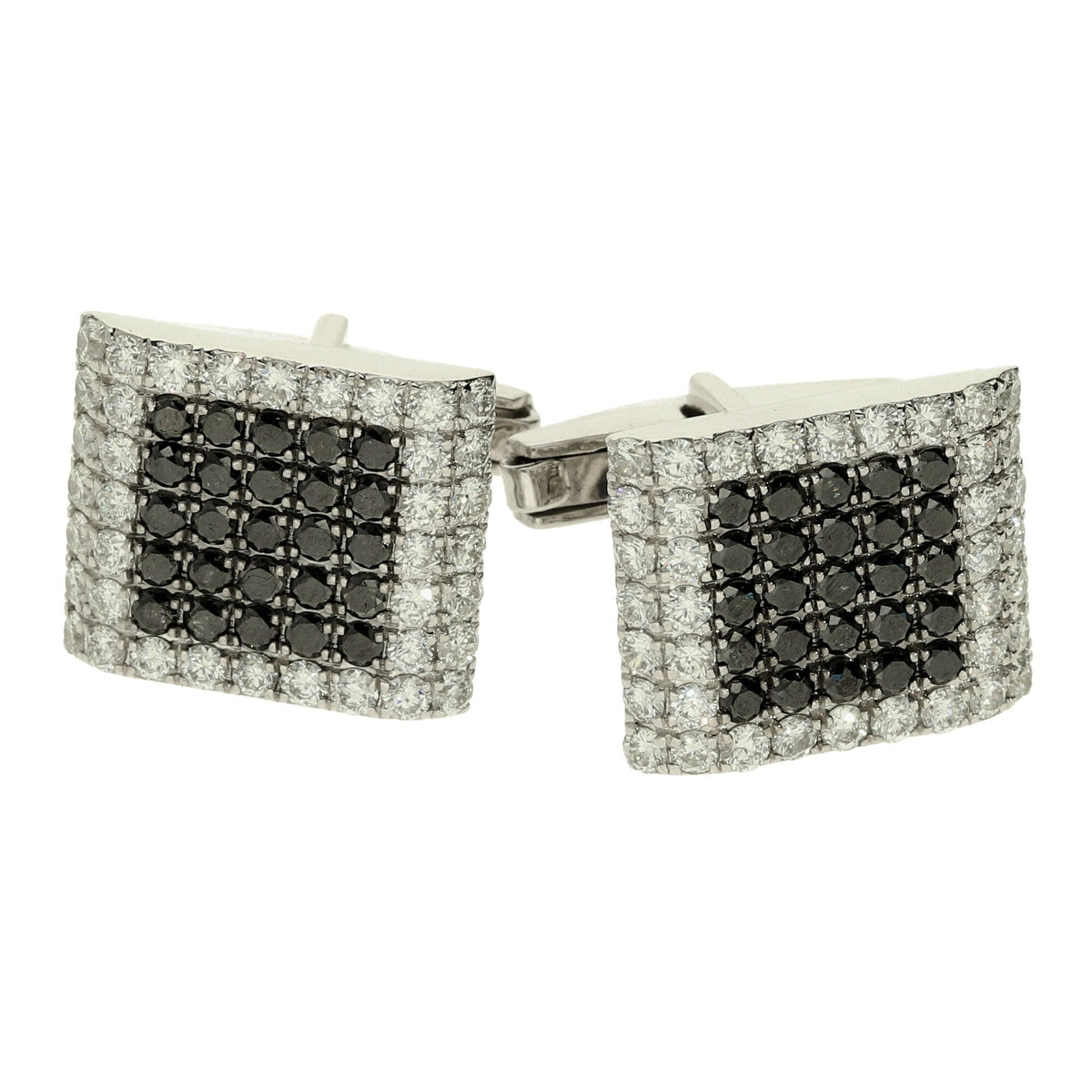 18ct White Gold Black Diamond Pave Cufflinks - 2.72ct - 8.3g