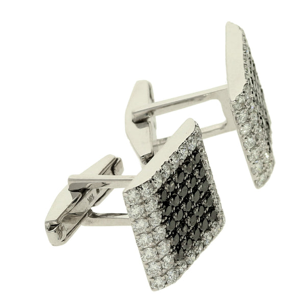 18ct White Gold Black Diamond Pave Cufflinks - 2.72ct - 8.3g