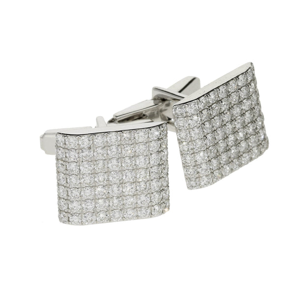 18ct White Gold Diamond Pave Cufflinks - 2.62ct