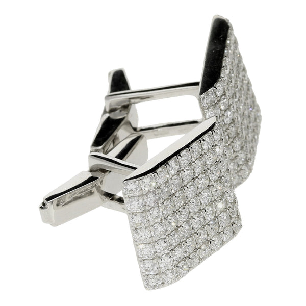 18ct White Gold Diamond Pave Cufflinks - 2.62ct