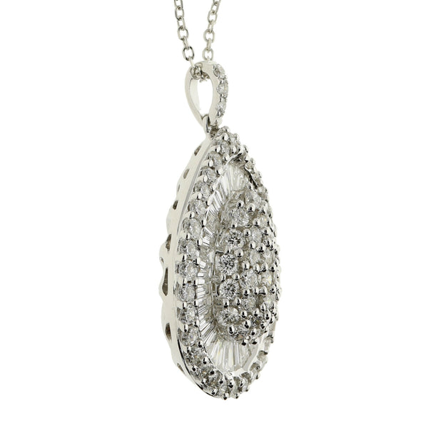 18ct White Gold Diamond Teardrop Pendant & Necklace -18" -2.00ct