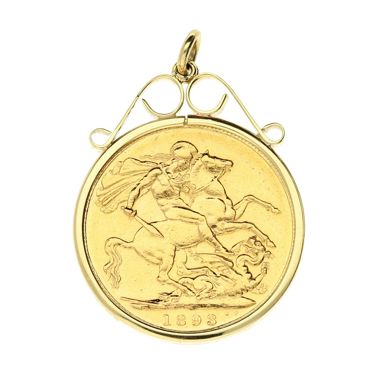 1893 Scroll Top Full Sovereign Queen Victoria Pendant - 9.1g