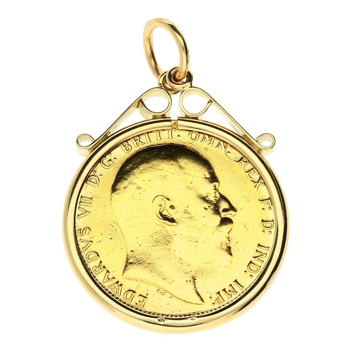1908 Scroll Top Full Sovereign King Edward VII Pendant - 9.7g