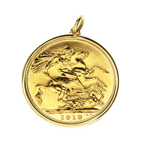 1913 Plain Full Sovereign King George V Pendant - 8.8g