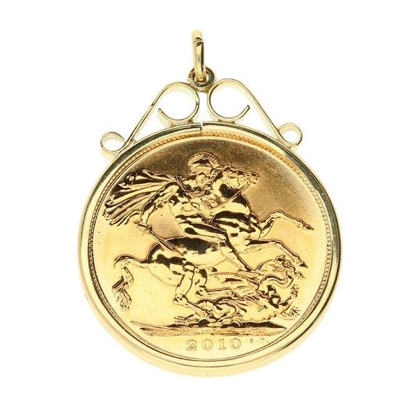 2010 Scroll Top Full Sovereign Pendant - Elizabeth II  - 9.1g