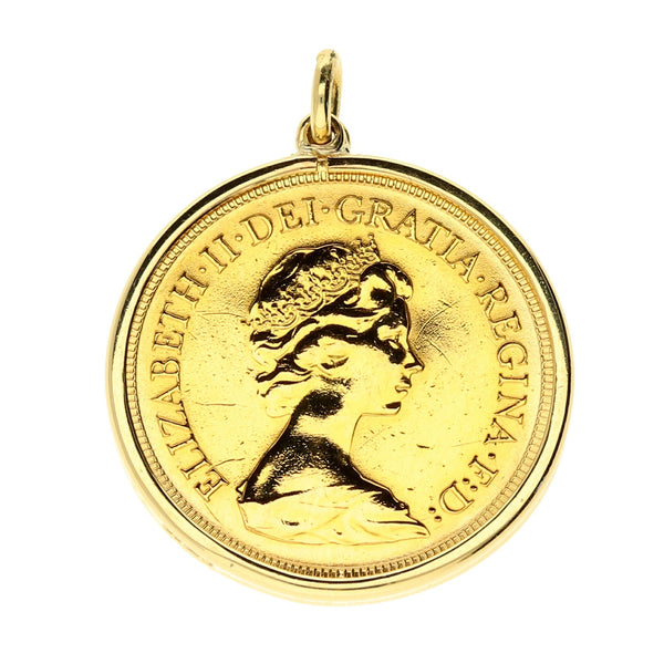 1980 Plain Full Sovereign Queen Elizabeth II Pendant - 8.8g