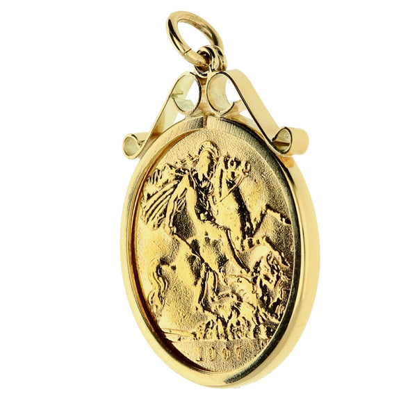 1907 Gold Half-Sovereign Pendant - 4.9g