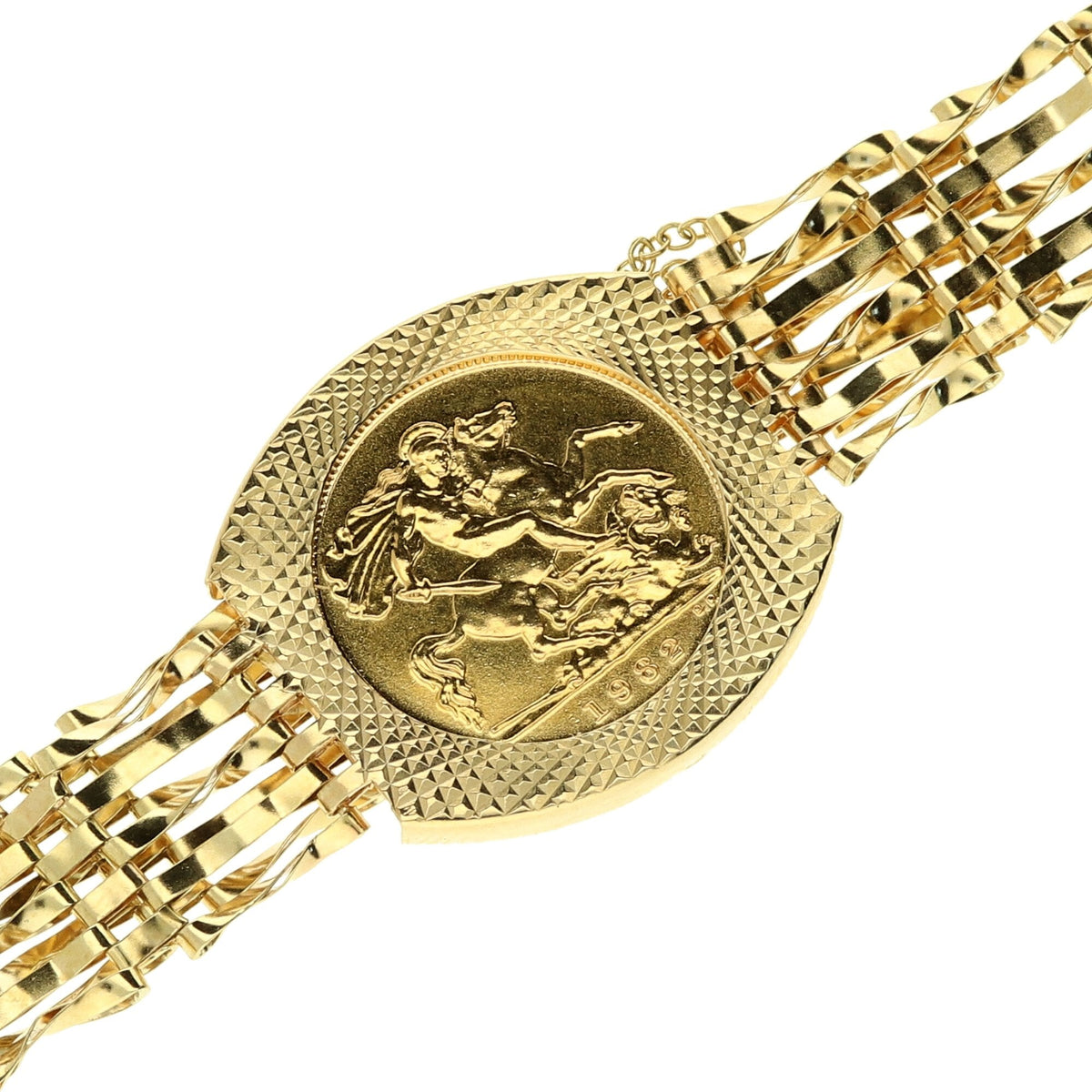 1982 Half Sovereign 5 Bar Gate Bracelet - 10.6g