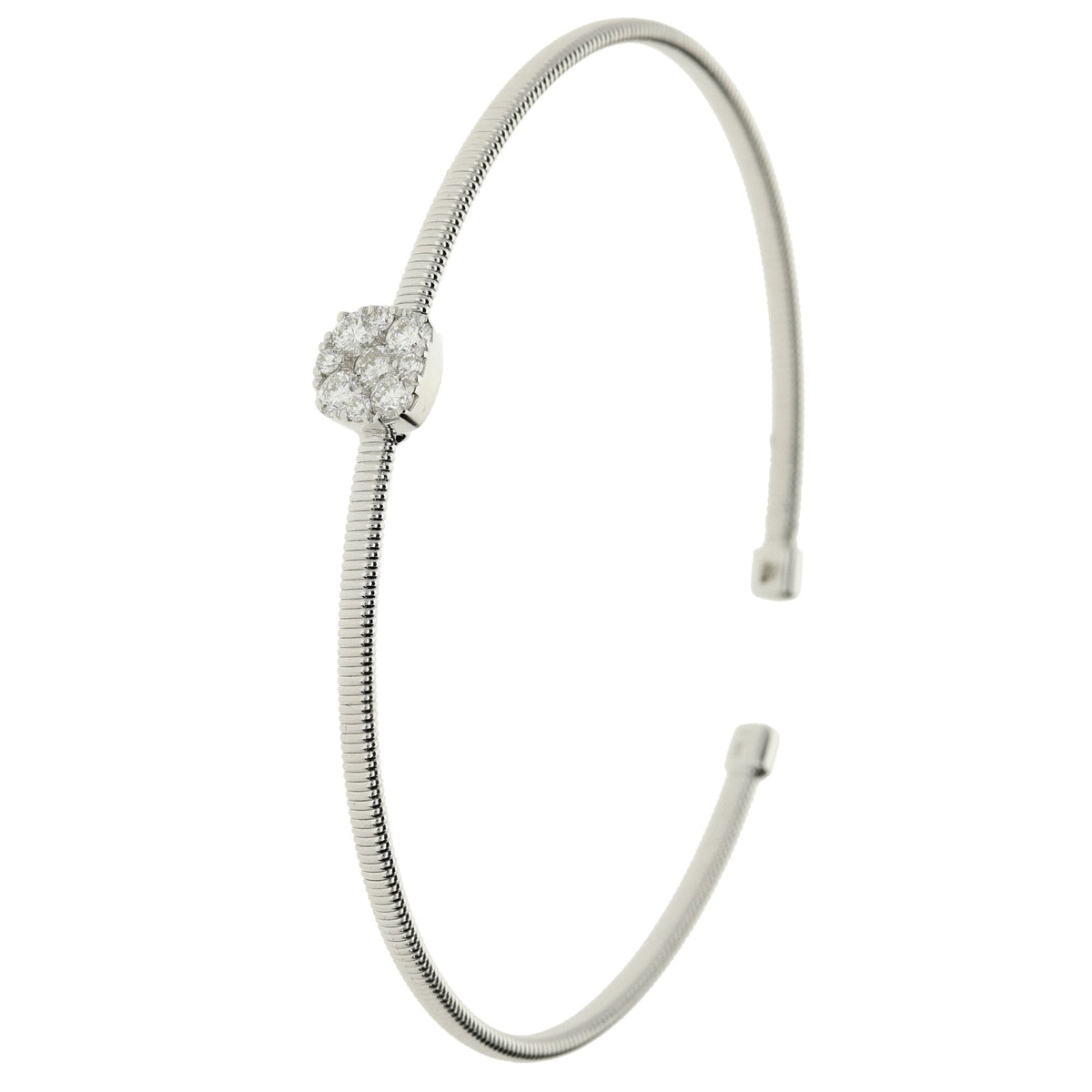 18ct White Gold Diamond Torque Bangle 0.53ct - 5.5g