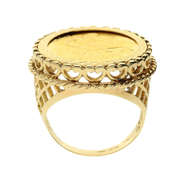 1913 Half King George V Sovereign Coin Gold Ring - 9.1g