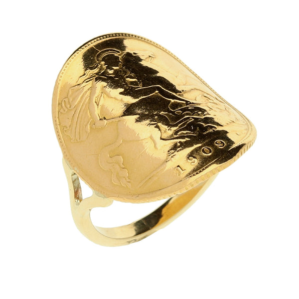 1909 Bent-Over Half Sovereign Ring - 4.9g