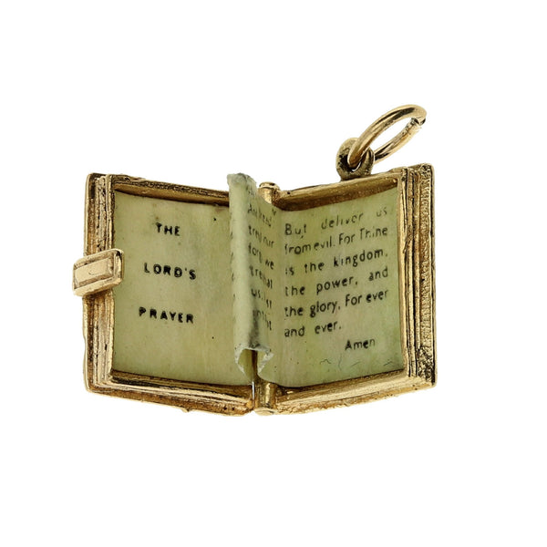 9ct Yellow Gold Bible Charm - 3.2g