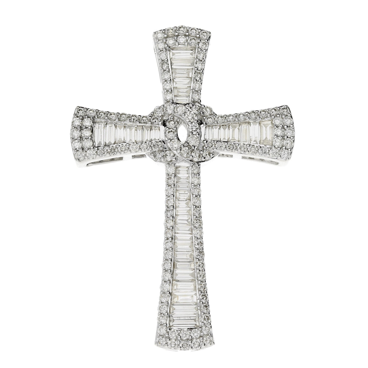 3.54 Carat White Gold Celtic Diamond Set Cross Pendant