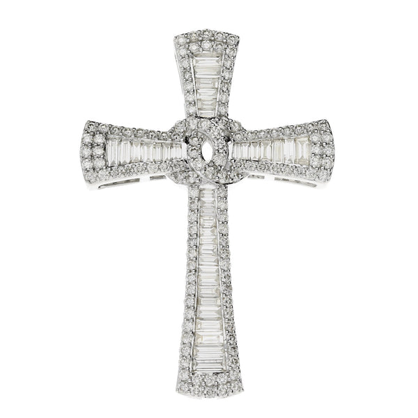 3.54 Carat White Gold Celtic Diamond Set Cross Pendant