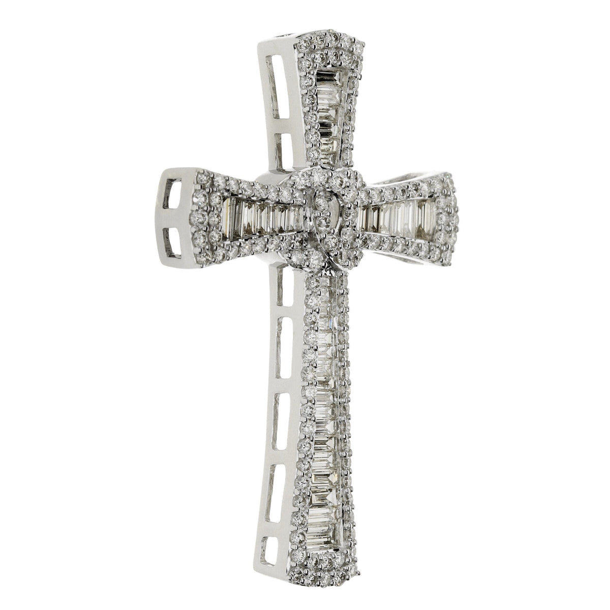 3.54 Carat White Gold Celtic Diamond Set Cross Pendant