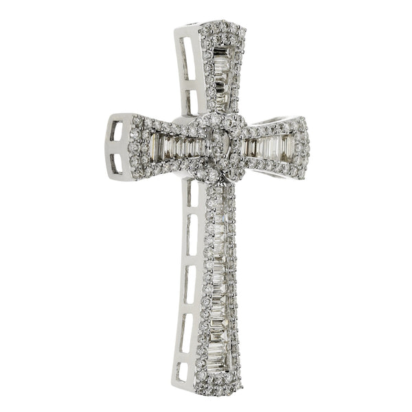 3.54 Carat White Gold Celtic Diamond Set Cross Pendant