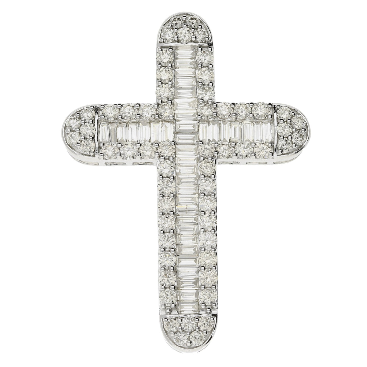 9ct White Gold Heavy Diamond Cross Pendant - 36x50x6mm - 5.37ct