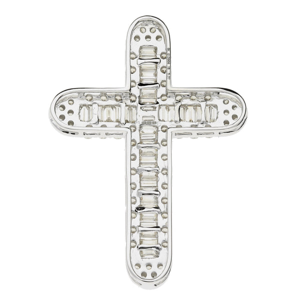 9ct White Gold Heavy Diamond Cross Pendant - 36x50x6mm - 5.37ct