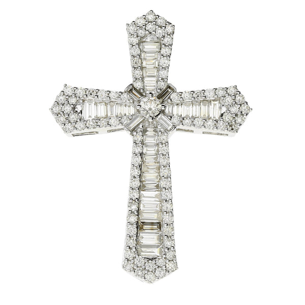 9ct White Gold Celtic Diamond Cross Pendant - 2.46ct