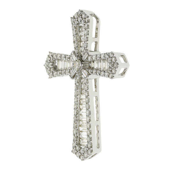 9ct White Gold Celtic Diamond Cross Pendant - 2.46ct
