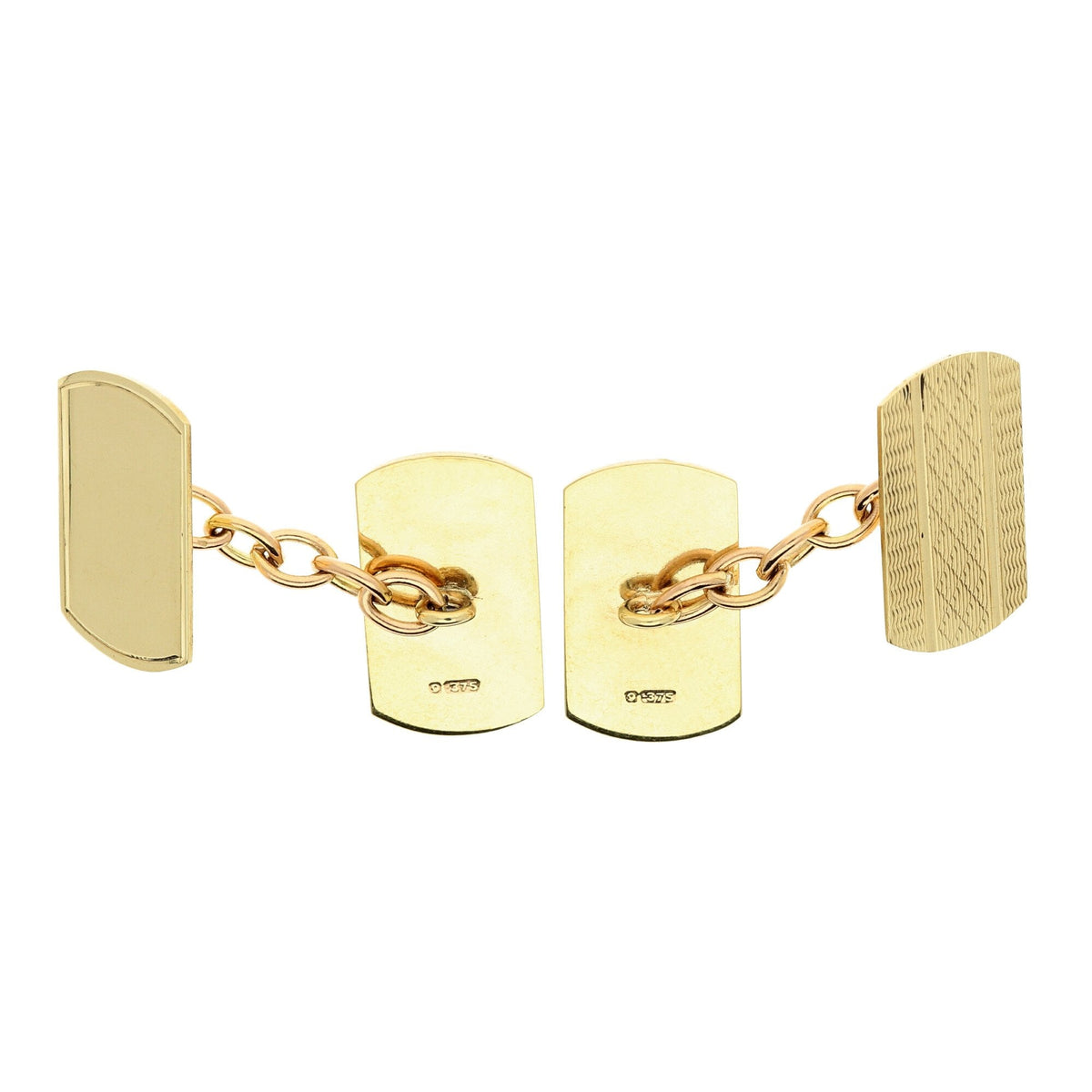 9ct Yellow Gold Oblong Patterned Cufflinks - 5.6g