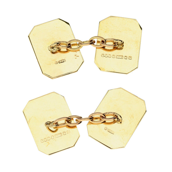 9ct Yellow Gold Patterned Edge Rectangular Cufflinks - 3.0g