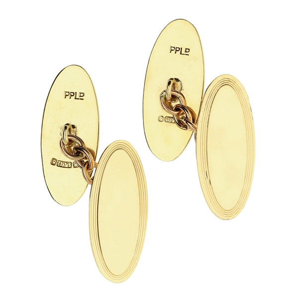 9ct Yellow Gold Oval Cufflinks - 4.1g