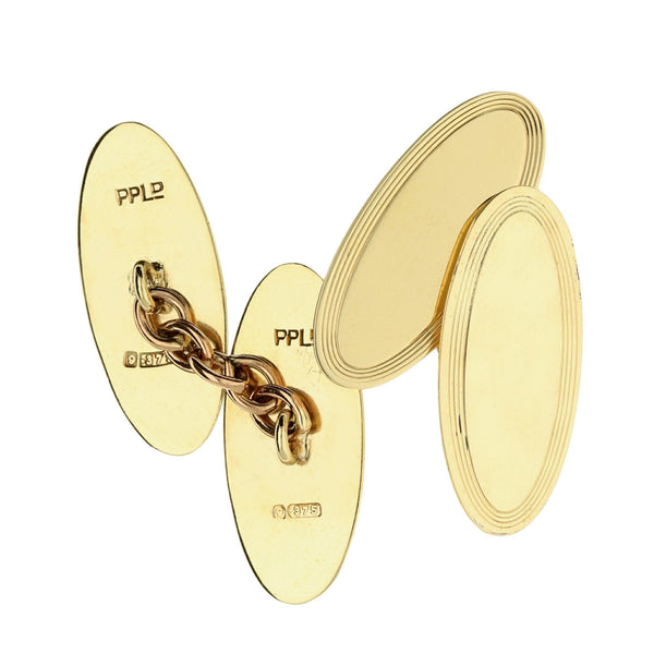 9ct Yellow Gold Oval Cufflinks - 4.1g