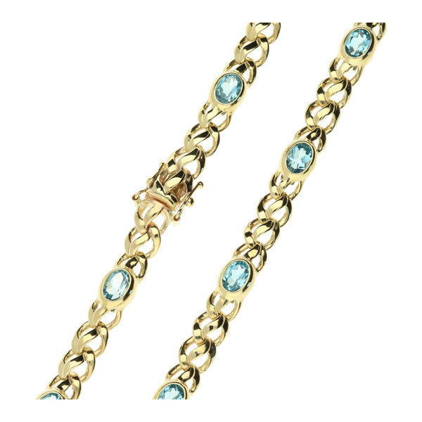 9ct Yellow Gold Blue Topaz Necklace - 27.8g