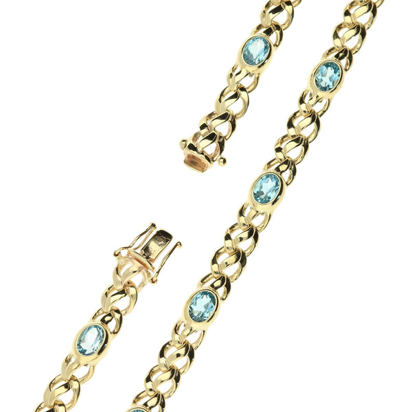 9ct Yellow Gold Blue Topaz Necklace - 27.8g