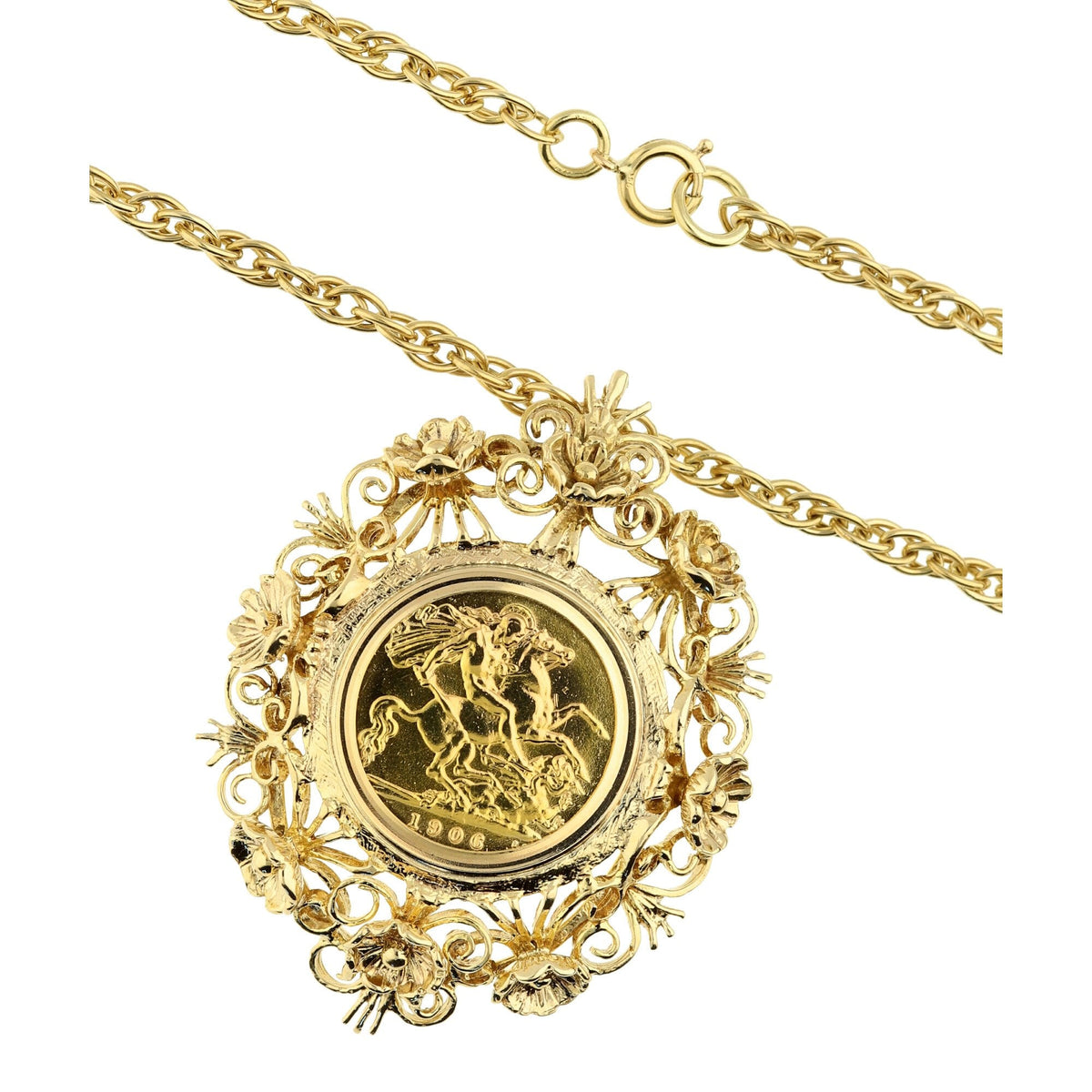 1906 Gold Half Sovereign Pendant & Chain - 26.4