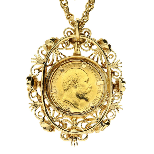 1906 Gold Half Sovereign Pendant & Chain - 26.4