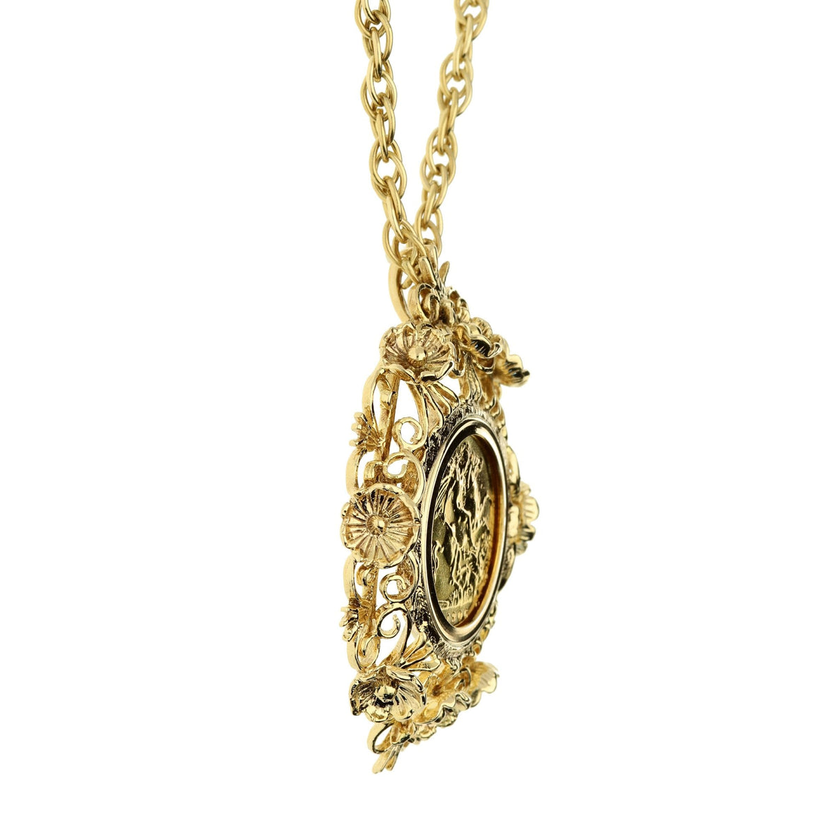 1906 Gold Half Sovereign Pendant & Chain - 26.4