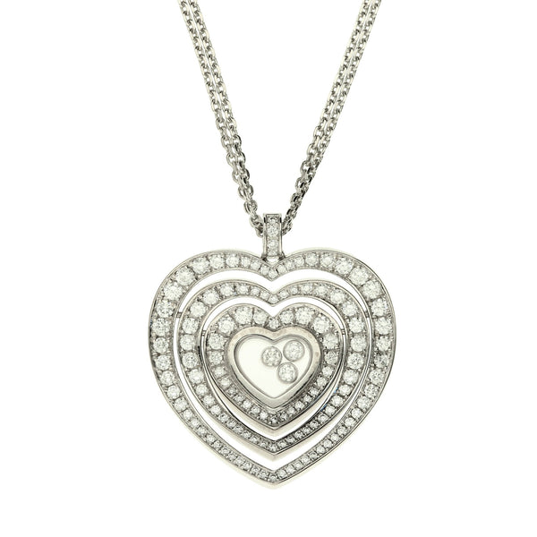 18ct White Gold Happy Diamond Cuore Heart Pendant & Chain