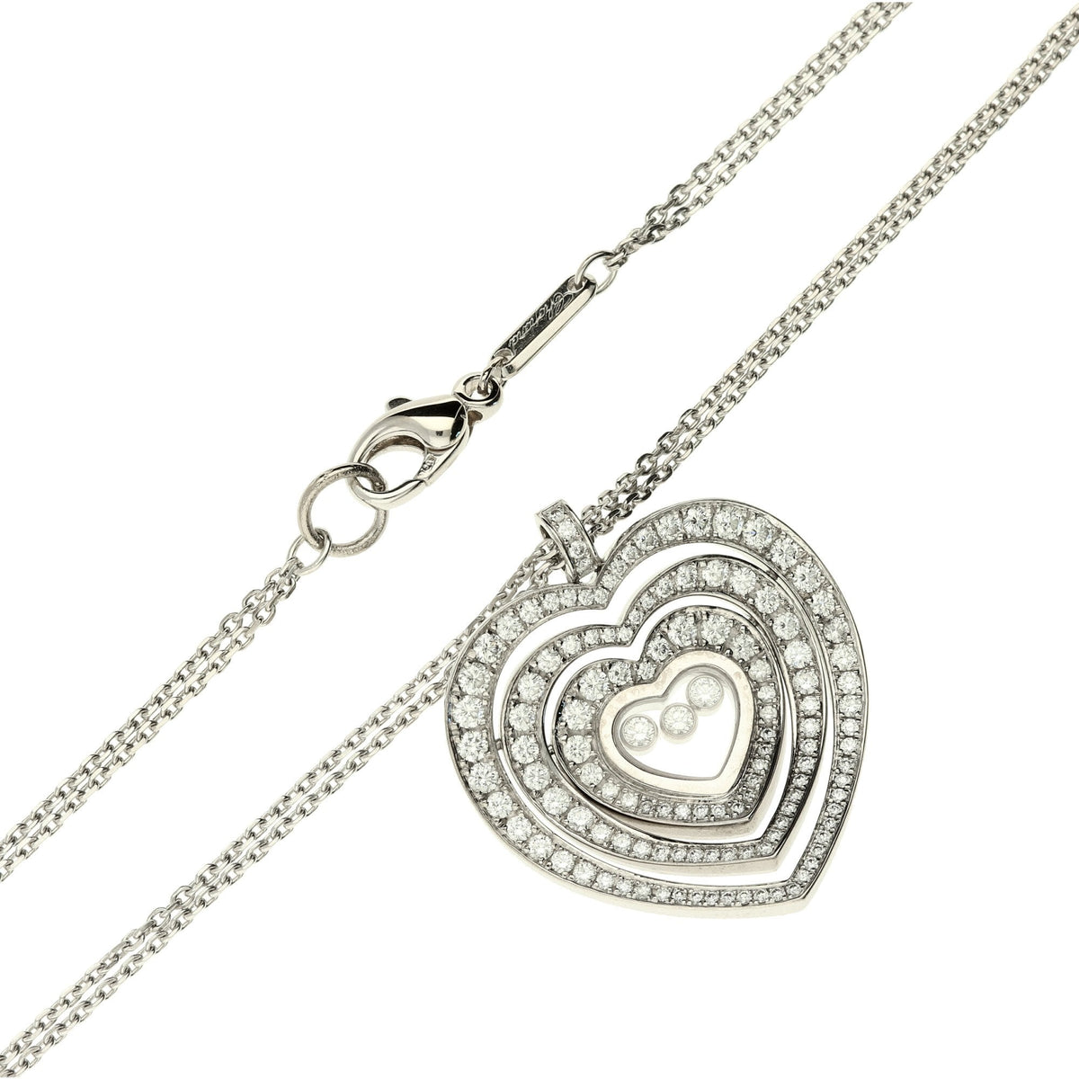 18ct White Gold Happy Diamond Cuore Heart Pendant & Chain