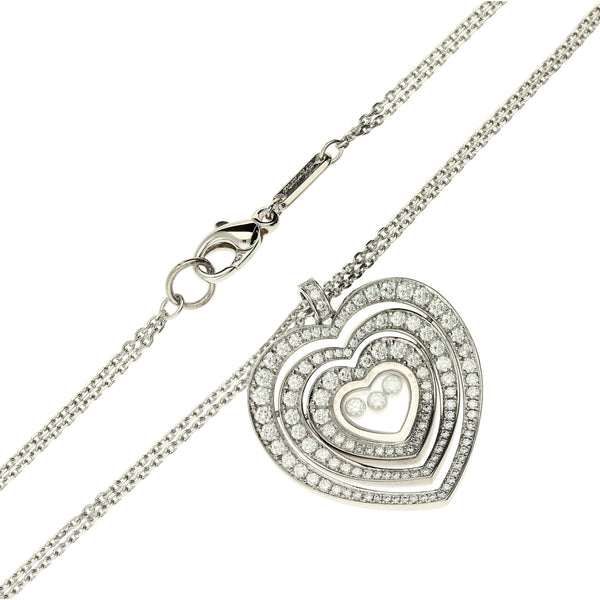 18ct White Gold Happy Diamond Cuore Heart Pendant & Chain