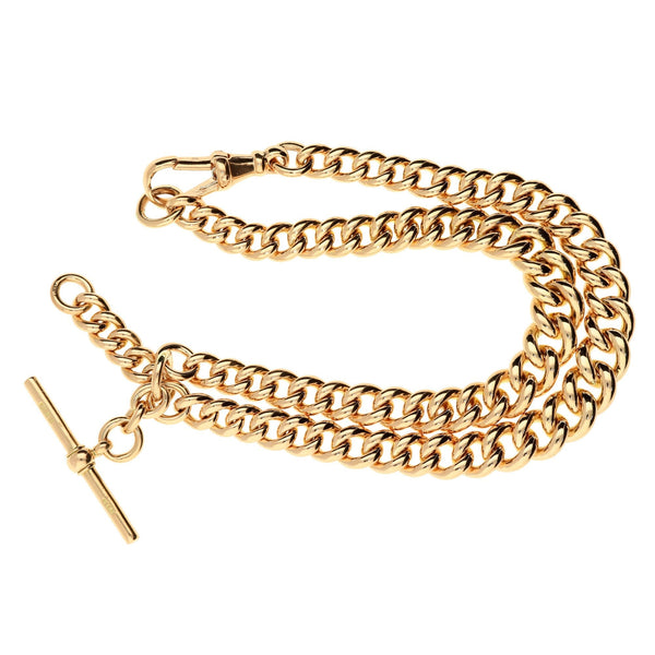 9ct Yellow Gold Double Graduated T Bar Albert Bracelet - 84.1g