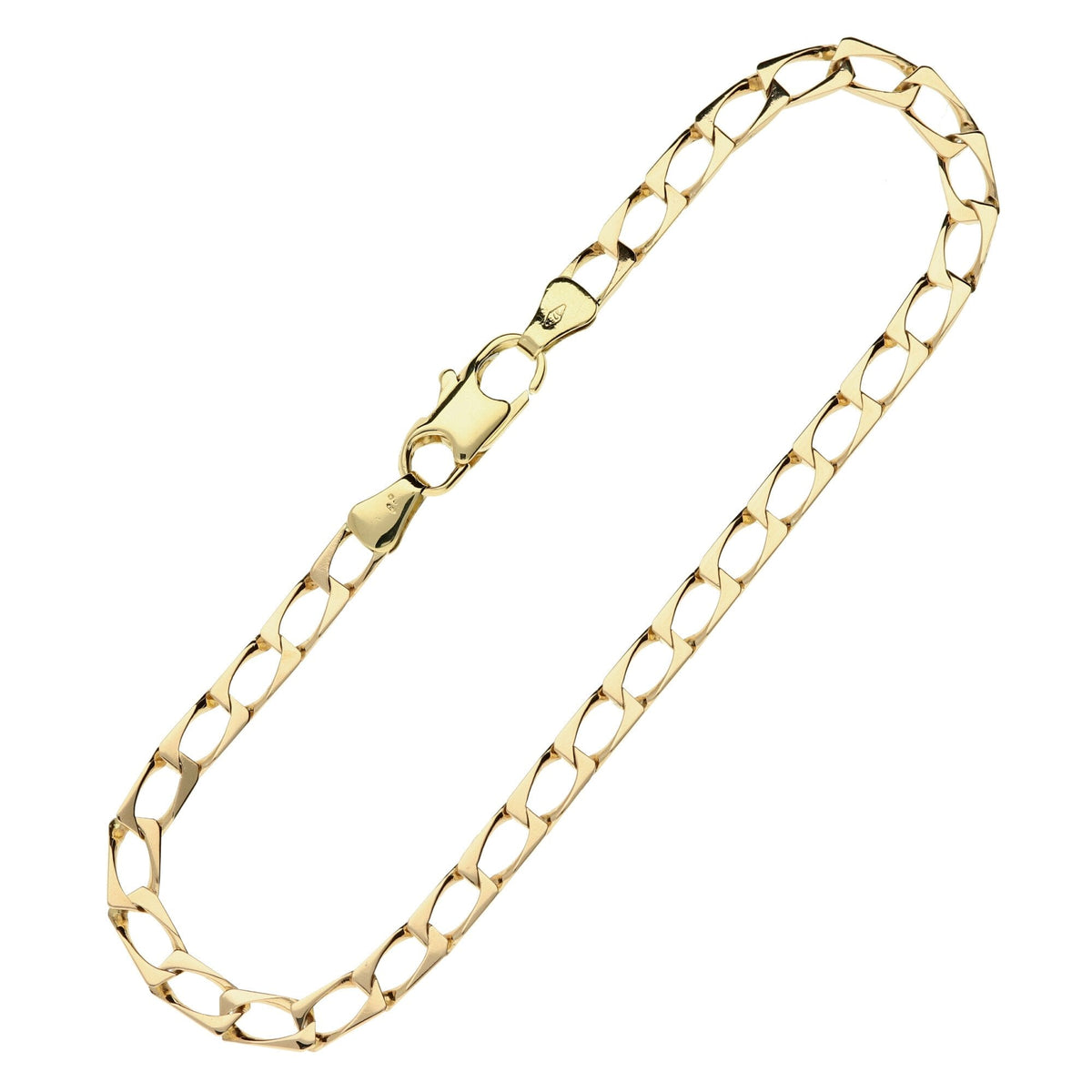 9ct Yellow Gold Square Curb Bracelet - 7.5 inch - 3.9g