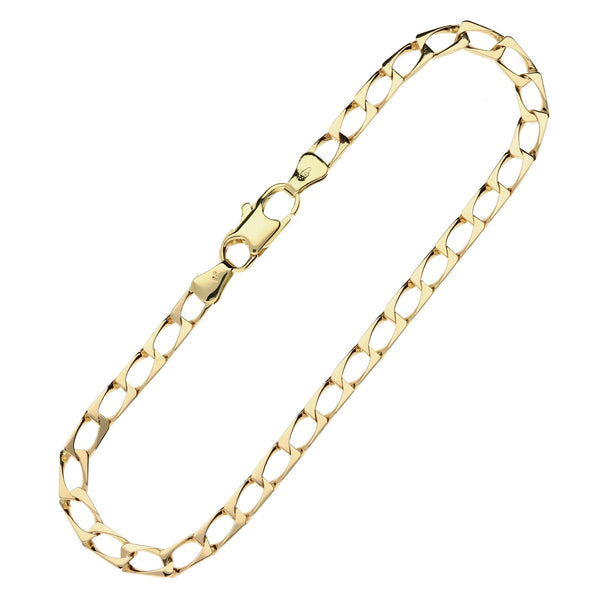 9ct Yellow Gold Square Curb Bracelet - 7.5 inch - 3.9g