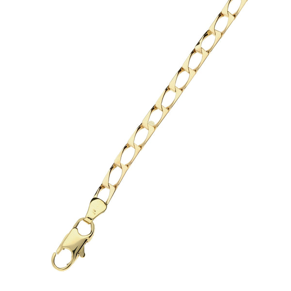 9ct Yellow Gold Square Curb Bracelet - 7.5 inch - 3.9g