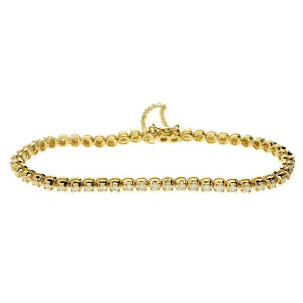 18ct Yellow Gold  7'' Tennis Bracelet - 2.04ct