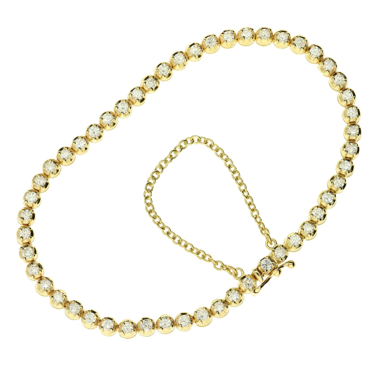 18ct Yellow Gold  7'' Tennis Bracelet - 2.04ct