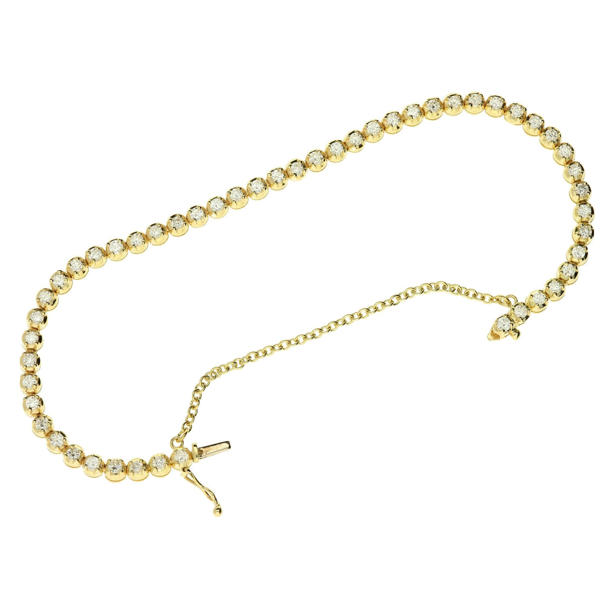 18ct Yellow Gold  7'' Tennis Bracelet - 2.04ct
