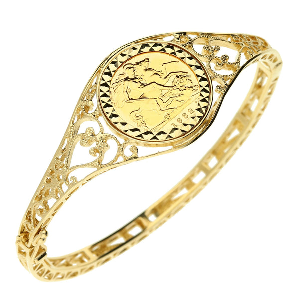 9ct Yellow Gold 1982 Half Sovereign Bangle 16.7g