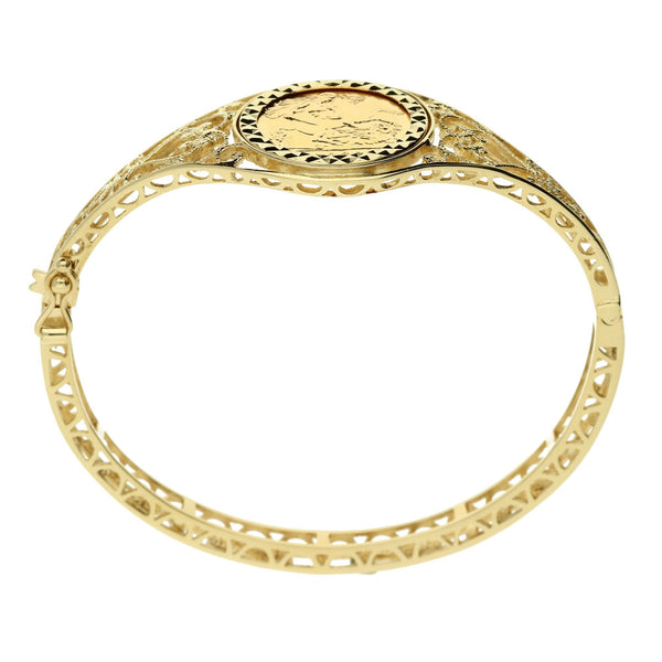 9ct Yellow Gold 1982 Half Sovereign Bangle 16.7g